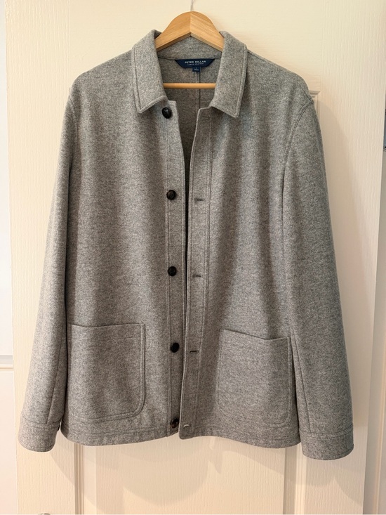 Peter Millar Other - Peter Millar Crown Crafted Light Gray Button-Front Shirt Jacket 100% Cashmere